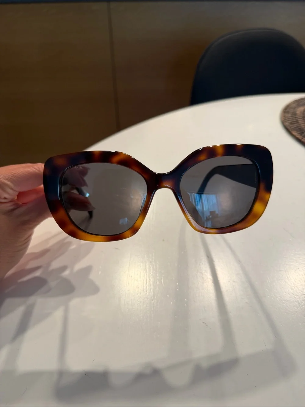 CelineTortoiseshell Square Frame Sunglasses with Gold Accent